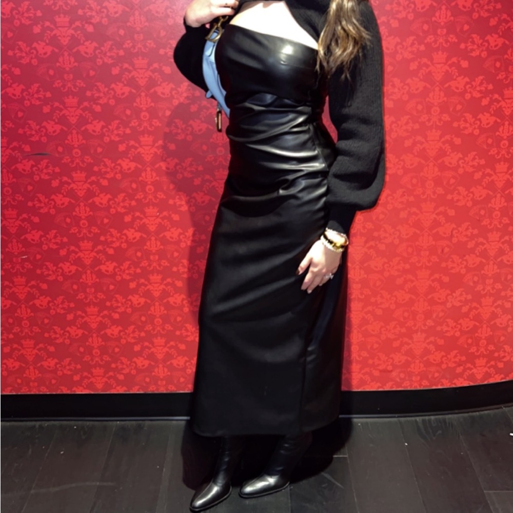 Faux Leather Midi Dress